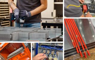 collage di foto che mostrano la costruzione di quadri elettrici industriali
